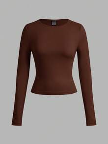 SHEIN EZwear 3 件套女士休闲宽领紧身长袖 T 恤套装，秋冬 - 彩色 - 查看 5