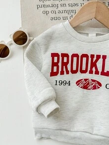 Babygirl 可爱休闲灰色字母印花卫衣和裤子套装，秋冬