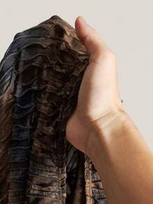 SHEIN ICON 秋季女式加大码西部波西米亚风复古哥特露肩外出扎染印花不对称下摆长袖喇叭袖时尚T恤 - 彩色 - 查看 8