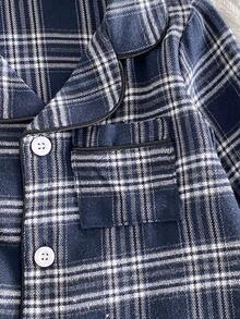 SHEIN 4pcs Baby Boy Plaid Shirt, Pants And Flannel Robe With Eye Mask Sleepwear Set Baby Boys Outfit Baby Boy Pajamas Baby Boy Flannel Baby Boy Winter Sets Baby Boy Bathrobe - Multicolor - View 6