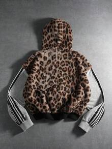 PAVTROS Manfinity Streetrush 男士街头风流行 INS 同款时尚豹纹拉链连帽卫衣，哥特风，街头服饰，运动套装，颓废风，保暖冬季，圣诞节，长袖上衣