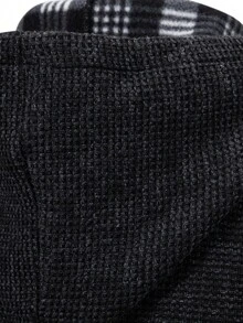 Manfinity Homme 男士保暖内衬拉链抽绳连帽开衫，秋冬季长袖上衣 - 黑色 - 查看 5