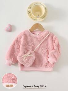 Cozy Pixies 2件套女婴保暖内衬圆领长袖卫衣和斜挎包套装 - 粉色 - 查看 1