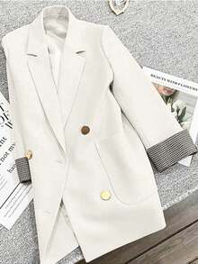 Franclia 法式格纹拼布袖口微修身商务休闲夏季西装外套