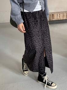 Dazy Kids 少女休闲豹纹开衩裙