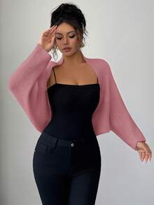 Elenzga 女式蝙蝠袖开衫，百搭，优雅，适合度假，节日，高端品牌，针织毛衣 - 西瓜粉 - 查看 4