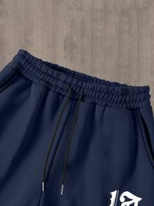 EGENSIO 2pcs Men's Casual Los Angeles Slogan Graphic Hooded Sweatshirt And Sweatpants Set, Winter Fall , Christmas Gifts Father Gifts Outfits, Thermal Lined