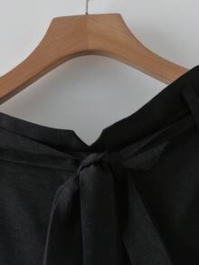 GlowEve CURVE Plus Size Women Casual Elegant Commuter Front Bowknot Pants - Black - View 3