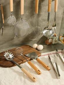 Cirelle 1 件专业餐具厨房木柄不锈钢工具烹饪必需品烘焙烹饪厨师礼物耐用餐具家庭餐厅升级 - 彩色 - 查看 2