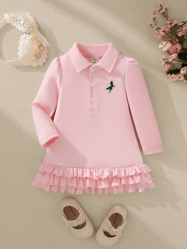 Souflis Souflis 2025 Autumn/Winter New French Retro Light Pink Long Sleeve Collared Dress, Suitable For Outings, School, Gatherings, Parties And Other Occasions, Girls Dress