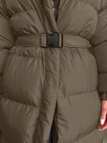 EURMUSE Belt DETAILED FUR ADDED LONG WINTERCOAT - Mocha Brown - View 6