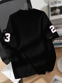 SHEIN EZwear Áo thun họa tiết Y2K tối giản, thoải mái, cổ tròn, tay ngắn, dáng rộng cho nữ, thoải mái cho mùa thu/đông - Nhiều màu - Xem 2