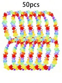 5/10/20/30/40/50件装，夏威夷花环项链，热带夏威夷花卉主题派对礼品，头饰，节日婚礼，海滩生日装饰，派对用品，花环，头饰，节日婚礼，海滩生日装饰，圣诞节 - 顏色 - 查看 21