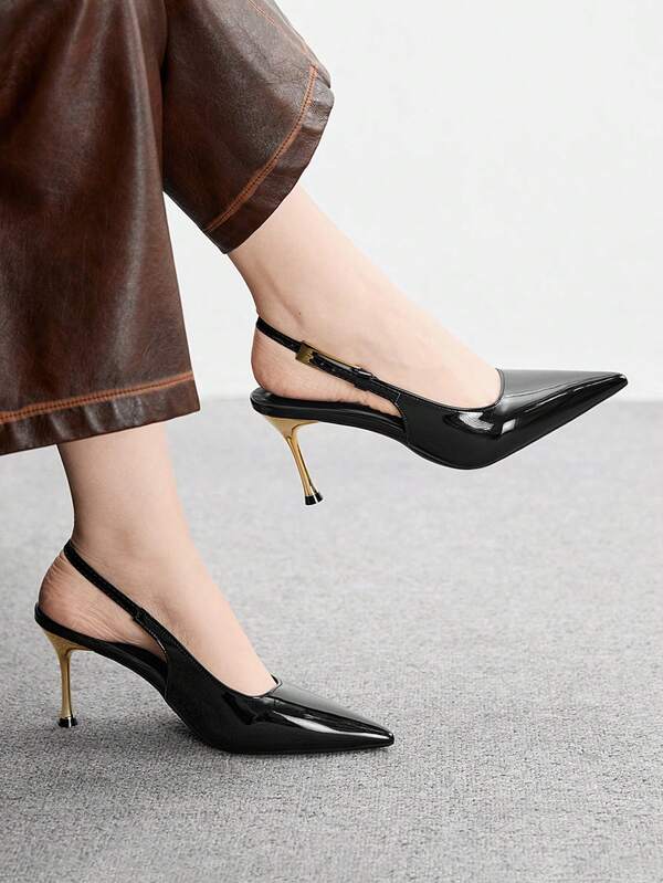 CUCCOO BIZCHIC Zapatos de tacón alto tipo mula versátiles y sexys para fiestas, de uso diario y a juego con todo, de moda para mujer en color negro