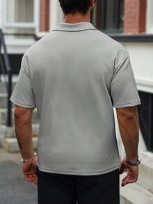 Manfinity CasualCool Textured Fabric Men's Casual Polo Shirt Men Short Sleeve Casual Polo Shirt Men Polo Shirts Grey Shirt Men Men Golf Shirt Men Short Sleeve Gray Shirt