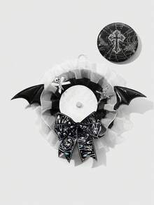 ROMWE Bộ 2 trâm cài áo nam châm phong cách Punk Gothic Y2K đen trắng viền ren, đầu lâu bạc và hoa hồng, thánh giá, cánh quỷ, nơ trang trí, kèm thánh giá hình mạng nhện có thể thay thế, chân gấu chấm bi, ghim cài móng mèo - Thích hợp cho cosplay, anime, trang phục hàng ngày, quà tặng ngày lễ - màu đen - Xem 3