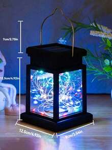 太阳能微型宫灯，户外防水LED迷你风扇灯，串灯，花园氛围灯，吊灯，壁灯，装饰景观灯，暖色，多色 - 黑色 - 查看 14