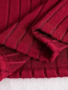 Vestito elegante vintage natalizio rosso in rete con maniche lunghe e vita stretta per ragazze pre-adolescenti, vestito a maniche lunghe con pois e costine rosse adatto per Ognissanti, Natale, Capodanno, primavera e autunno - Bordò - Visualizzare 6