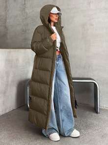 EURMUSE Belt DETAILED FUR ADDED LONG WINTERCOAT - Mocha Brown - View 3