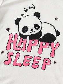 4pcs Girls Panda & Heart Print Long Sleeve Top And Leggings Set, Comfortable Casual Loungewear For Spring/Autumn - Multicolor - View 5