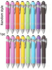 16 Metal Random Color Retractable Ballpoint Pens With Touch Screen Pen Tip - Medium Thick Pen Tip, Smooth Writing, Anti Slip Handle, Compatible With Multiple Devices - Suitable For Daily School/Office Use