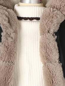 SHEIN 1 Áo khoác có đệm cho bé gái, thiết kế tay áo bông, thích hợp mặc thường ngày vào mùa đông - màu đen - Xem 6