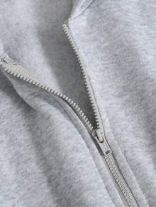 SHEIN Tween Girl Hooded Zip-Up Sweatshirt And High Waisted Thermal Lined Pants Jumpsuit With Elegant Horse Racing Embroidered Pattern Loose Sweatshirt Jumpsuit Girls Co Ord Sets Jumpsuits Sweatsuit Set Girls Jump Suit Grey Jumpsuit - Light Grey - View 4