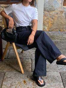 DAZY Women's Regular Waistline Decorative Loose Banana Pants, Casual City Style Jeans - Dark Wash - View 6