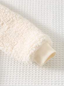 Cozy Pixies 女婴豹纹蝴蝶结猫咪刺绣毛绒圆领长袖套头卫衣 女婴冬季服装 女婴 - 杏色 - 查看 4