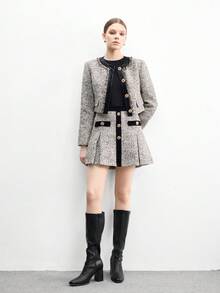 CUCCOO BIZCHIC Women's Pointed Toe Fashionable Black Knee-High Boots - Black - View 10