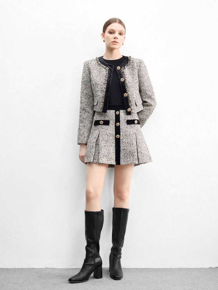 CUCCOO BIZCHIC Women's Pointed Toe Fashionable Black Knee-High Boots