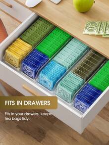 1-Piece Tea Bag Storage Box, Tea Bag Storage Box, Transparent Storage Rack, Tea Bag Storage Box, Sugar Bag, Coffee Bag, Spice Bag, Multi-Functional Plastic Storage Box, 2-Compartment Desktop Storage Box, Cabinet, Countertop, Food Storage Room Storage Box - Clear - View 8