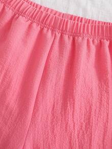 Girls Pink & Black Trim Casual Cardigan With Ruffle Collar 2 Pieces Loungewear Set,Tween Girl Pajamas For Fall&Winter Clothings - Pink - View 6