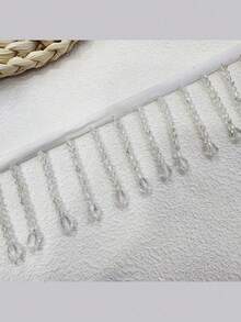 1 Yard Crystal Bead Fringe Trim - Pearl Tassel Edging For Costume Curtain Veil Decor, DIY Glamorous Stage Wear & Home Embellishment