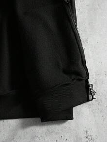 PAVTROS Ensemble deux pièces pour hommes composé d'une veste de mode confortable avec broderie et d'un pantalon long à taille élastique. Ensemble jogging noir, tenue de ville Y2K avec sweat-shirt à capuche et pantalon pour hommes - Noir - Voir 12