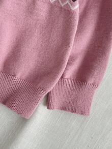SHEIN Baby Girl Cute Bear Knitted Sweater - Pink - View 6