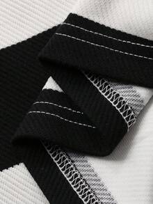 Dazy Kids 少女条纹纽扣运动衫 - 黑與白 - 查看 7