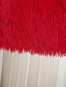 SHEIN Chaqueta corta y esponjosa de unicolor minimalista para niñas, adecuada para salidas en otoño/invierno - Rojo - Ver 6
