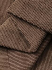 Dazy Plus Quần ống đứng nhung dày màu trơn cỡ lớn cho nữ, mùa thu/đông - Màu Khaki - Xem 3