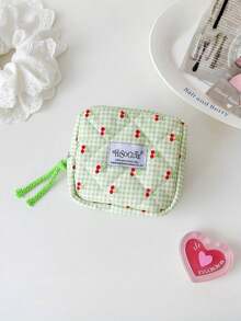 樱桃图案多功能收纳包 - 口红、卫生巾、耳机旅行收纳包 - 彩色 - 查看 12