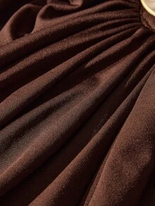 Opulessa Váy hở lưng dệt kim màu trơn dành cho nữ - màu nâu - Xem 4