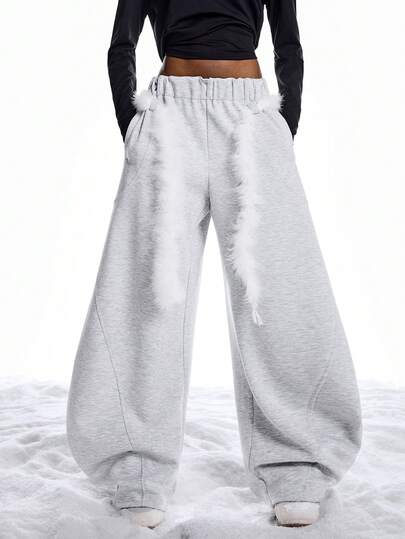 LYSMO Pantaloni della tuta da donna con vita curva, adatti per l'autunno/inverno