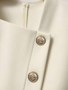 GlowEve 女式不对称领泡泡袖长袖休闲纯色衬衫，春夏