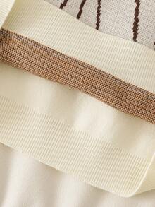 SHEIN Áo khoác cardigan xanh lá cây đa năng cho bé gái tuổi teen với họa tiết hoạt hình jacquard dễ thương - Áo len dệt kim dài tay cổ tròn mềm mại, nhẹ nhàng kiểu mới dành cho bé gái, thích hợp mặc hàng ngày và mùa thu/đông - Màu be - Xem 8