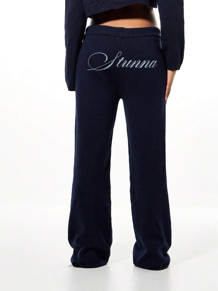 SUMWON WOMEN Wide Leg Knitted Joggers With Drawcord