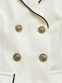 GlowEve 撞色饰边西装外套 + 高腰裤 - 杏色 - 查看 6