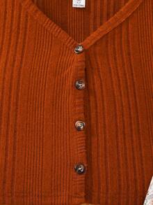 SHEIN 少女两件套：棕色罗纹针织开衫夹克和碎花腰带吊带裙，复古休闲假日装 - 彩色 - 查看 5