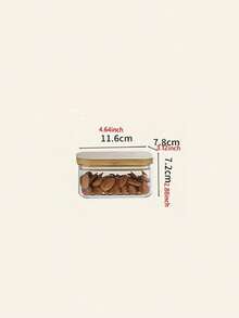 Premium Wooden Lid Square Grain Canister | Airtight Food Storage Container For Cereal, Nuts, Coffee & Candy - transparente - Ver 10
