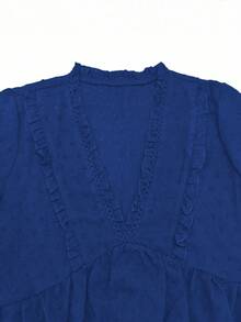 Breezaya Women's Deep V-Neck Puff Sleeve Cutout Blouse