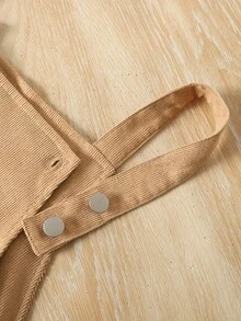 青少年女孩万圣节休闲纯色背带裙 - 卡其色 - 查看 5